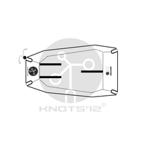 Knots12 Optimist dinghy / boat cover ICON and brand watermark. Vector visualisation/illustration.  Edit alt text
