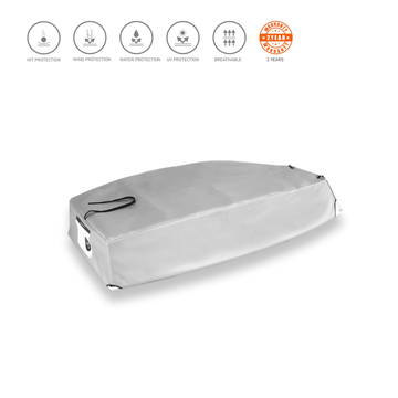 Knots12 high quality Optimist dinghy  bottom cover light silver. Material polyester. Colour: silver/light blue, orange welt. Reflective name tags. UV protection.  EAN/GTIN code 4744422010037,  made in Estonia/EU.