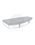 Knots12 Optimist dinghy + boat cover ICON + brand watermark. Vector visualisation/illustration.