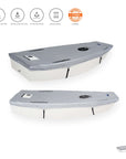High quality Optimist dinghy top cover light silver. Material polyester. Colour: silver, light blue, orange welt, reflective name tags. UV protection. EAN / GTIN 4744422010013. Brand: Knots12 , proudly made in Estonia. Opportunity to personalise your dinghy cover - add your name, signature, club name, sailing school name, logo etc.