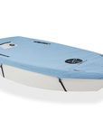 Knots12 high quality durable Optimist dinghy top cover Marine. Material PU 600. Colour: marine blue, reflective name tags. UV protection. EAN 4744422010020, proudly made in Estonia.