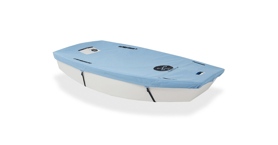 Knots12 high quality durable Optimist dinghy  top cover Marine. Material PU 600. Colour: marine blue, reflective name tags. UV protection.  EAN 4744422010020, proudly made in Estonia.