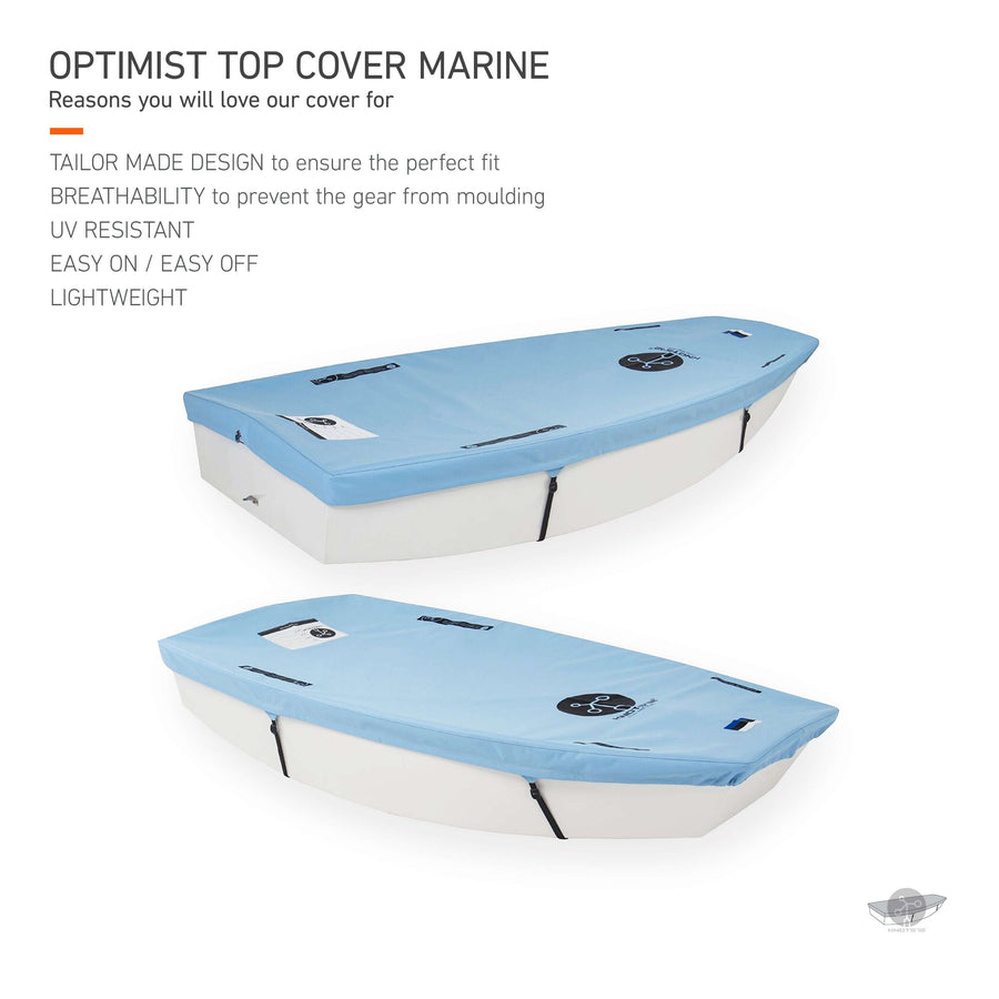 Knots12 Optimist dinghy top cover marine. Reasons you will love our cover for. Tailor made design to ensure the perfect fit. Breathability to prevent the gear from moulding. UV resistant. Easy on, easy off. Lightweight. 