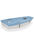 Knots12 high quality durable Optimist dinghy top cover Marine. Material PU 600. Colour: marine blue, reflective name tags. UV protection. EAN 4744422010020, made in Estonia.