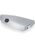 Knots12 high quality Zoom8 dinghy bottom cover light silver. Material polyester. Colour: silver / light blue, orange welt. Reflective name tags. UV protection. EAN / GTIN code: 4744422010075, made in Estonia/European Union.