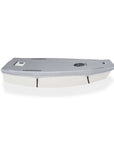 High quality Optimist dinghy  top cover light silver. Material polyester. Colour: silver, light blue, orange welt, reflective name tags. UV protection.  EAN / GTIN 4744422010013. Brand: Knots12 , proudly made in Estonia. Opportunity to personalise your dinghy cover - add your name, signature, club name, sailing school name, logo etc. 